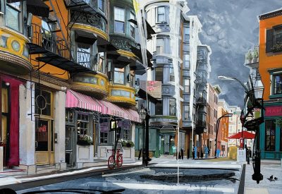 BOSTON LITTLE ITALY 2023 40 X 60 PHPTOGRAPHY & MIXED MEDIA - SOLD -